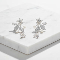 ATHENA COLLECTION - FLORAL ROMANCE EARRINGS - SILVER - ER495