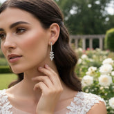 CUBIC ZIRCONIA COLLECTION - LUSH CRYSTAL DROP EARRINGS - CZER497 SILVER