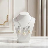CUBIC ZIRCONIA COLLECTION - PRECIOUS SHIMMER NECKLACE SET- CZNK99 SILVER