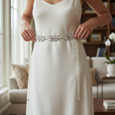 ATHENA COLLECTION - STARLET CRYSTAL BELT - LIGHT IVORY (BELT 29 )
