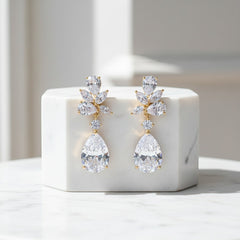 CUBIC ZIRCONIA COLLECTION - EXQUISITE STARLET EARRINGS - CZER445 GOLD