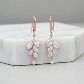 CUBIC ZIRCONIA EARRINGS - BELLA DAINTY DROP EARRINGS - CZER500 ROSE GOLD
