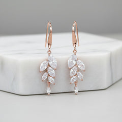 CUBIC ZIRCONIA EARRINGS - BELLA DAINTY DROP EARRINGS - CZER500 ROSE GOLD