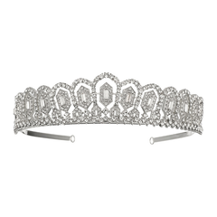 ATHENA COLLECTION - CRYSTAL SPARKLE TIARA - SILVER - AHB20