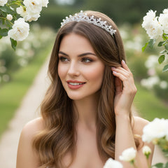 ATHENA COLLECTION - CHIC PEARL TIARA - AHB25 SILVER