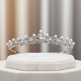 ATHENA COLLECTION - CHIC PEARL TIARA - AHB25 SILVER