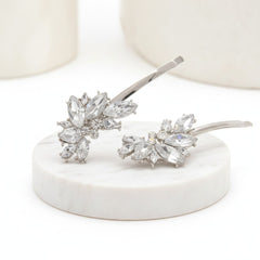 ATHENA COLLECTION - CRYSTAL GLAM CLIPS - CLIP756 SILVER