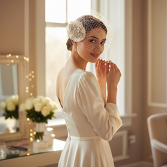 SASSB COLLECTION - VINTAGE LUXE BIRDCAGE VEIL - HP34 - SILVER