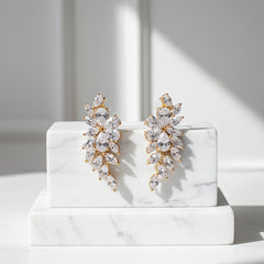 CUBIC ZIRCONIA EARRINGS - CRYSTAL ROMANCE EARRINGS - CZER506 GOLD