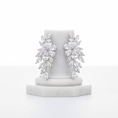 CUBIC ZIRCONIA EARRINGS - CRYSTAL ROMANCE EARRINGS - CZER506 SILVER