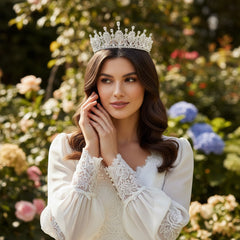 CUBIC ZIRCONIA COLLECTION - REGAL SIMULATED DIAMOND TIARA - AHB29