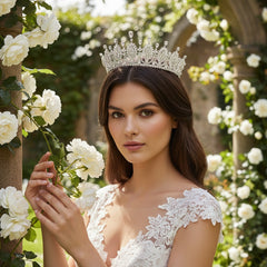 CUBIC ZIRCONIA COLLECTION - REGAL SIMULATED DIAMOND TIARA - AHB29