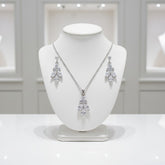 CUBIC ZIRCONIA COLLECTION - CHIC NECKLACE SET - CZNK101 SILVER