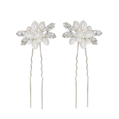 ATHENA COLLECTION - DIVINE PEARL HAIR PINS - (PAIR) PIN 47 SILVER
