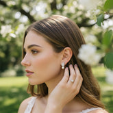 CUBIC ZIRCONIA COLLECTION - GRACEFUL PEARL EARRINGS - CZER511 SILVER