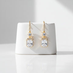 CUBIC ZIRCONIA COLLECTION - CRYSTAL GLAM EARRINGS - CZER513 GOLD