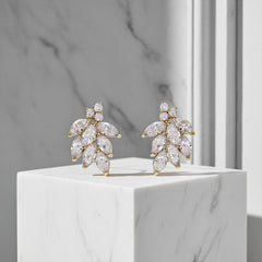 CUBIC ZIRCONIA COLLECTION - DAINTY SHIMMER EARRINGS - CZER486 GOLD