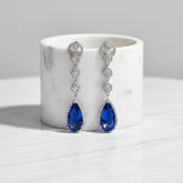 CUBIC ZIRCONIA COLLECTION - CRYSTAL LUXE EARRINGS - CZER516 (SAPPHIRE BLUE)