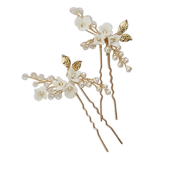 ATHENA COLLECTION - VINTAGE CHARM HAIR PINS - GOLD (PIN48) (Pair)