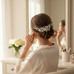 ATHENA COLLECTION - FLORAL EXTRAVAGANCE HAIR COMB - SILVER (HC200)