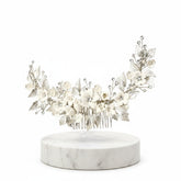 ATHENA COLLECTION - FLORAL EXTRAVAGANCE HAIR COMB - SILVER (HC200)