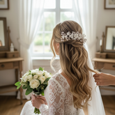 ATHENA COLLECTION - FLORAL ROMANCE HAIR COMB - HC201 SILVER
