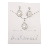 CUBIC ZIRCONIA COLLECTION - BRIDESMAID JEWELLERY NECKLACE SET - CZNK103 (GIFT CARD) SILVER