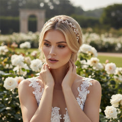 ATHENA COLLECTION - FLORAL EXTRAVAGANCE HAIR VINE - HP178 SILVER