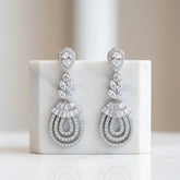 CUBIC ZIRCONIA COLLECTION - GATSBY GLAM EARRINGS - CZER519 SILVER