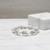 CUBIC ZIRCONIA COLLECTION - GRACEFUL FRESHWATER PEARL BRACELET - SILVER BRA51