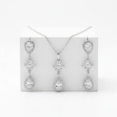 CUBIC ZIRCONIA COLLECTION - SIMLE ELEGANCE NECKLACE SET - CZNK105 SILVER