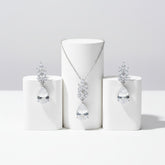 CUBIC ZIRCONIA COLLECTION - STARLET CHIC NECKLACE SET - CZNK107 SILVER