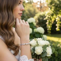 CUBIC ZIRCONIA COLLECTION - GLITZY GLAM BRACELET - BRA52 SILVER