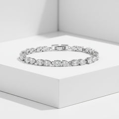 CUBIC ZIRCONIA COLLECTION - GLITZY GLAM BRACELET - BRA52 SILVER