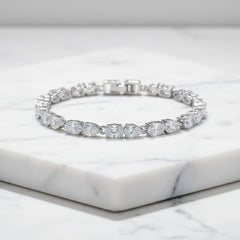 CUBIC ZIRCONIA COLLECTION - GLITZY GLAM BRACELET - BRA52 SILVER