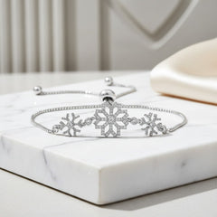 ATHENA COLLECTION - CRYSTAL SNOWFLAKE BRACELET - SILVER - BRA55