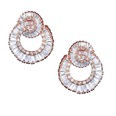 CUBIC ZIRCONIA COLLECTION - HOLLYWOOD GLAM EARRINGS - CZER438 ROSE GOLD