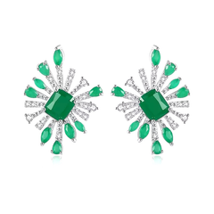 CUBIC ZIRCONIA COLLECTION - CRYSTAL ALLURE EARRINGS - CZER523 EMERALD