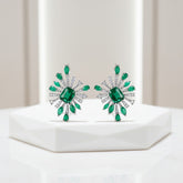 CUBIC ZIRCONIA COLLECTION - CRYSTAL ALLURE EARRINGS - CZER523 EMERALD
