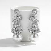 CUBIC ZIRCONIA COLLECTION - GATSBY GLAM EARRINGS - CZER524 SILVER