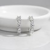 CUBIC ZIRCONIA - CRYSTAL HOOP STYLE EARRINGS - CZER525 - SILVER