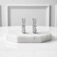 CUBIC ZIRCONIA - CRYSTAL HOOP STYLE EARRINGS - CZER525 - SILVER