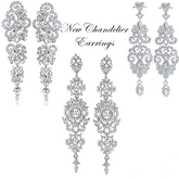 ATHENA COLLECTION - GLAMOUR CHANDELIER EARRINGS SET - SILVER