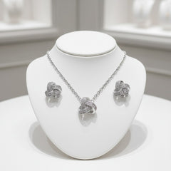 CUBIC ZIRCONIA COLLECTION - CRYSTAL KNOT NECKLACE SET - CZNK111