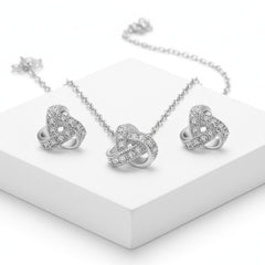 CUBIC ZIRCONIA COLLECTION - CRYSTAL KNOT NECKLACE SET - CZNK111