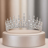 CUBIC ZIRCONIA COLLECTION - REGAL ELEGANCE TIARA - AHB38 SILVER
