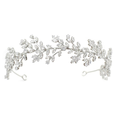 CUBIC ZIRCONIA COLLECTION - GRACEFUL CRYSTAL HEADBAND - AHB43 SILVER