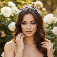 CUBIC ZIRCONIA COLLECTION - GRACEFUL CRYSTAL HEADBAND - AHB43 SILVER