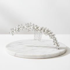 ATHENA COLLECTION - CHIC PEARL HAIR COMB - HC208 SILVER