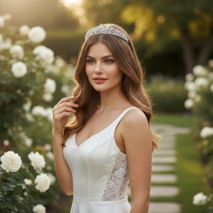 CUBIC ZIRCONIA COLLECTION - GLITZY TIARA - SILVER - AHB45